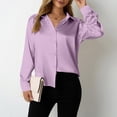 thumbnail image 2 of Women's Long Sleeve Satin Silk Blouses Casual Lapel Collar Button Down Shirt 2026 Business Work Dressy Shirts, 2 of 6