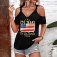 thumbnail image 2 of Red White and Blue Shirts Women USA Flag V Neck Short Sleeve Tops 250th Anniversary Freedom Vintage Blouse, L, 2 of 4