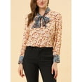thumbnail image 5 of INSPIRE CHIC Blouse à Manches Longues Boho à Imprimé Floral pour Femme avec Nœud, Col en V, 5 of 5