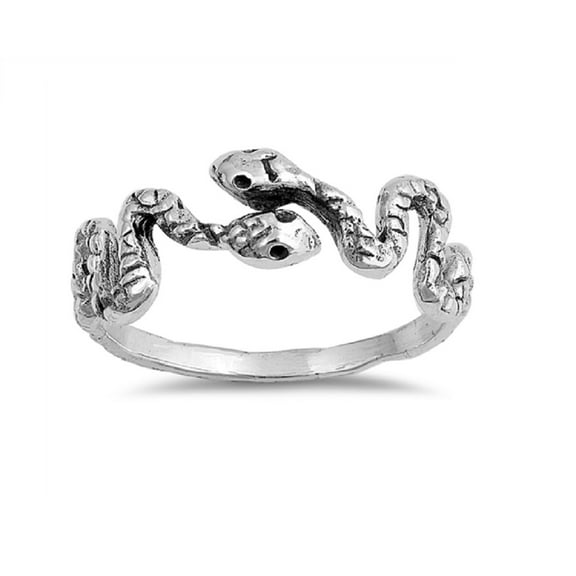 Oxidized Sterling Silver Two Snakes Ring