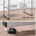 thumbnail image 4 of ELYKEN 40'' Tall Standing Towel Racks, 3 Tier Towel Drying Rack Outdoor, Pool Towel Stand Blanket Holder with Shelf & 4 Removable Hooks, Metal Freestanding Towel Racks for Bathroom, Smooth Silver, 4 of 8
