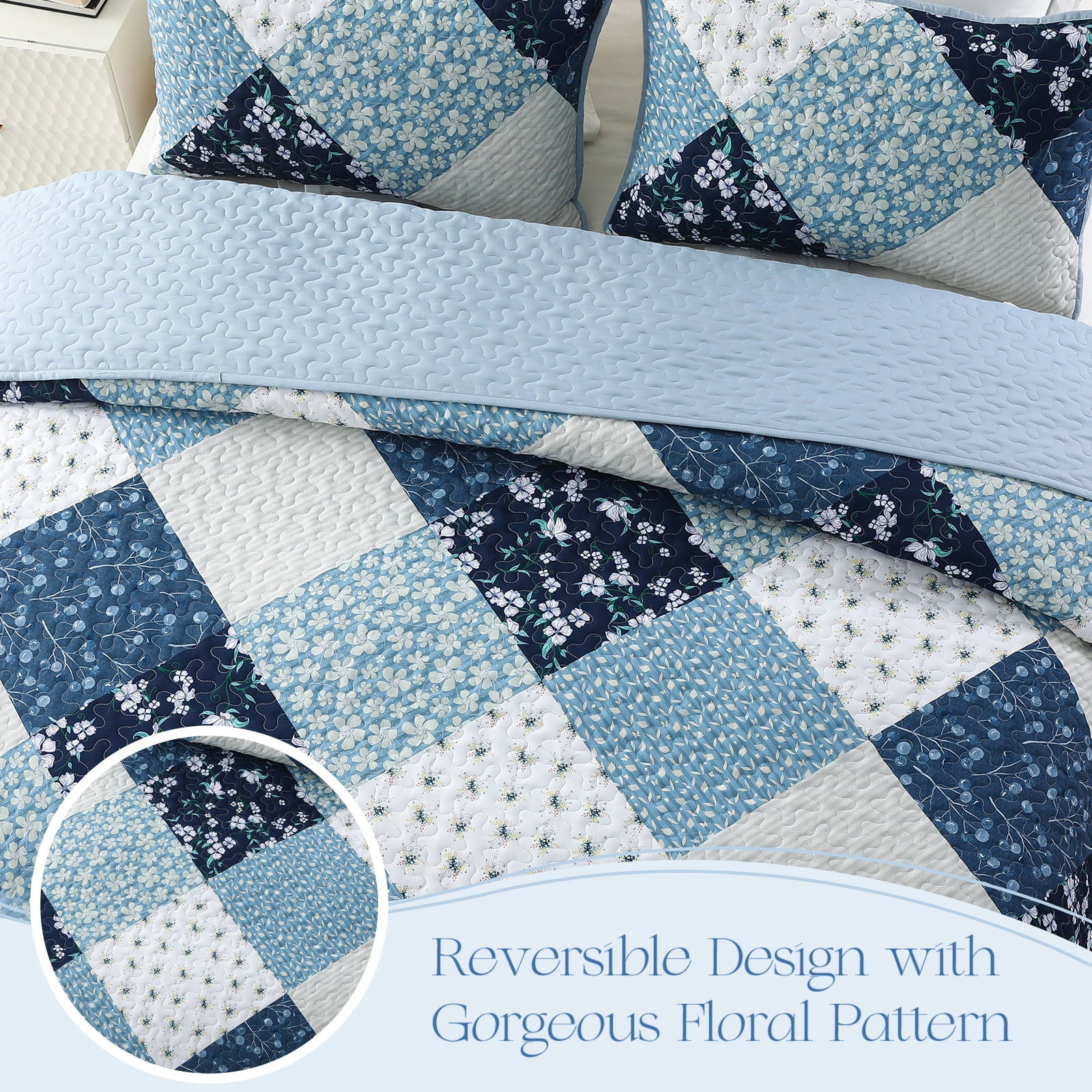 Anibedding Set Trapunta Bohémien King Size (3 Pezzi): Grigio Con Motivi Floreali E Paisley, Leggero E Morbido, In Microfibra, Per Tutte Le Stagioni (264x228 Cm + 2 Federe 50x96 Cm)