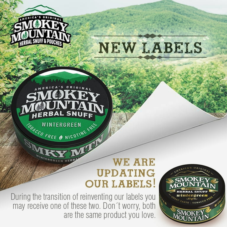 wintergreen tobacco chew Smokey Mountain, Smokeless Snuff, Wintergreen, Herbal Alternative