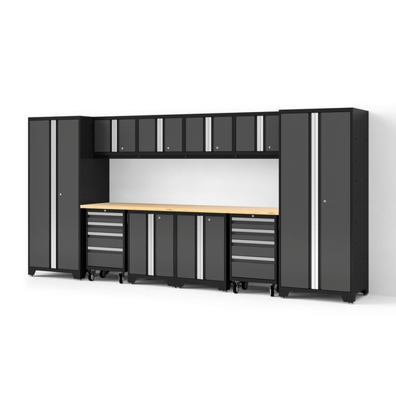 NewAge Products Bold Series XL 12 Piece Garage Cabinets Set with Tool, Base, Wall Cabinets and 30 in. Lockers