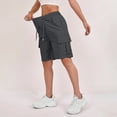 thumbnail image 6 of HKYNLAG 2026 Cargo Shorts Women Bermuda Shorts Summer Quick Dry High Waisted Long Shorts Drawstring Knee Length Plus Size Ladies Hiking Shorts with Pockets Dark Gray S, 6 of 6