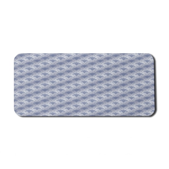 Antique Oriental Computer Mouse Pad, Modern Interpreted Floral Damask Rhythmic Pattern, Rectangle Non-Slip Rubber Mousepad X-Large, 35" x 15" Gaming Size, Purpleblue Ceil Blue, by Ambesonne