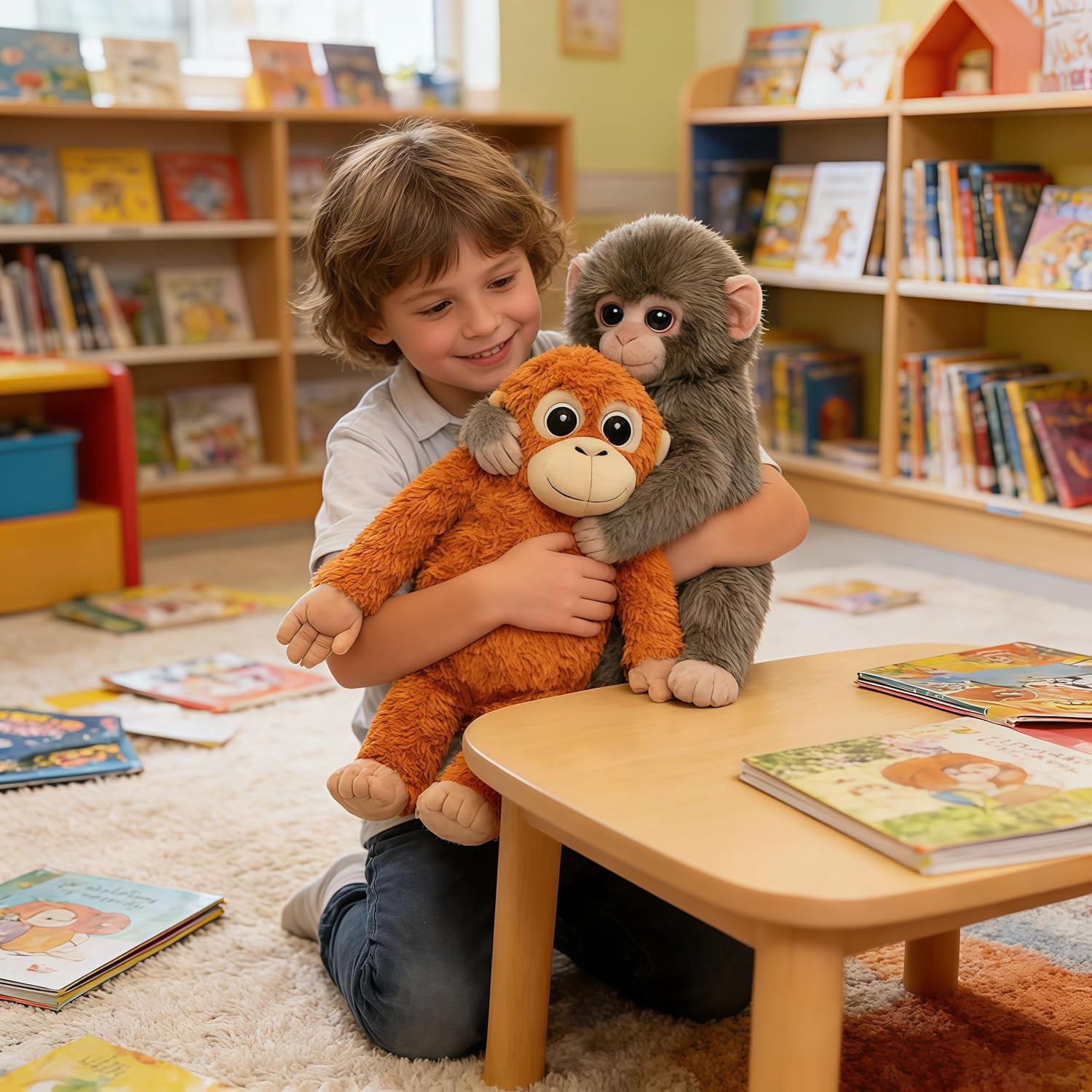 Punch Monkey Plush, Orangutan Plush with Baby Monkey Soft Toy, Washable & Safe for Fans, Realistic Soft Cuddly Monkey Toy