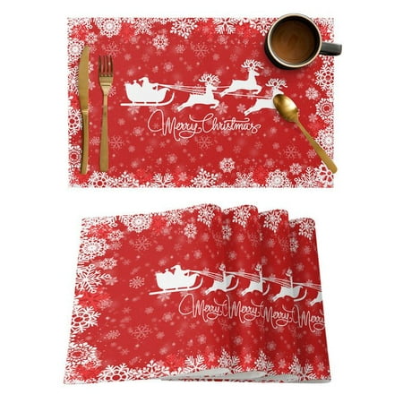 

dosili Christmas Snowflake 4/6pcs Pads Placemats Kitchen Accessories Coffee Dining Table Mat Coaster Festival Tableware