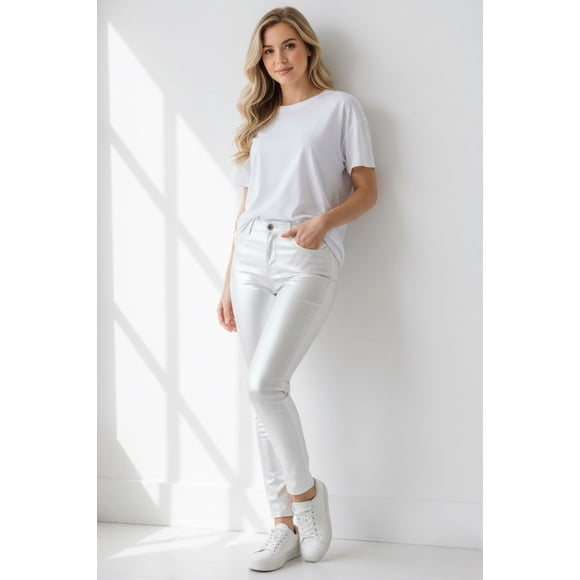 Pantalón skinny satinado Blanco chica