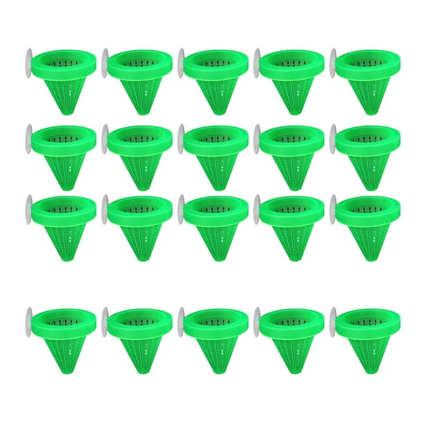 20 vasos de alimentación para peceras, cónicos, multiusos, para interior, para peces verde