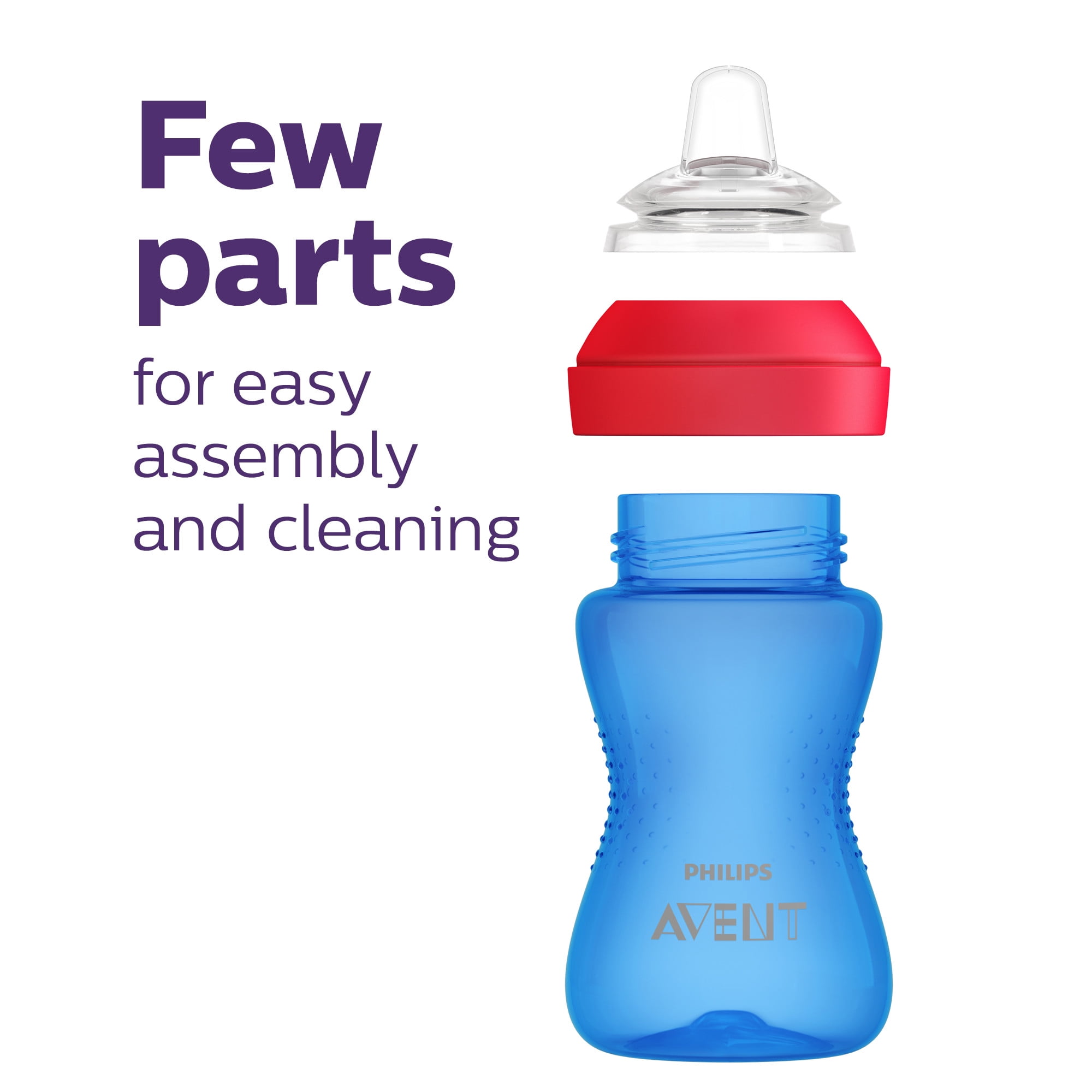 Philips Avent My Grippy Spout Sippy Cup with Soft Spout and Leak-Proof Design, Pink/Purple, 10oz, 2pk, SCF801/22