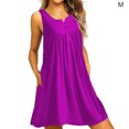 thumbnail image 1 of Robe Femme Plissée Bouton Gilet T-shirt Décontracté Poche Débardeur Bouton T-shirt Robe Sans Manches, Violet, m, 1 of 6