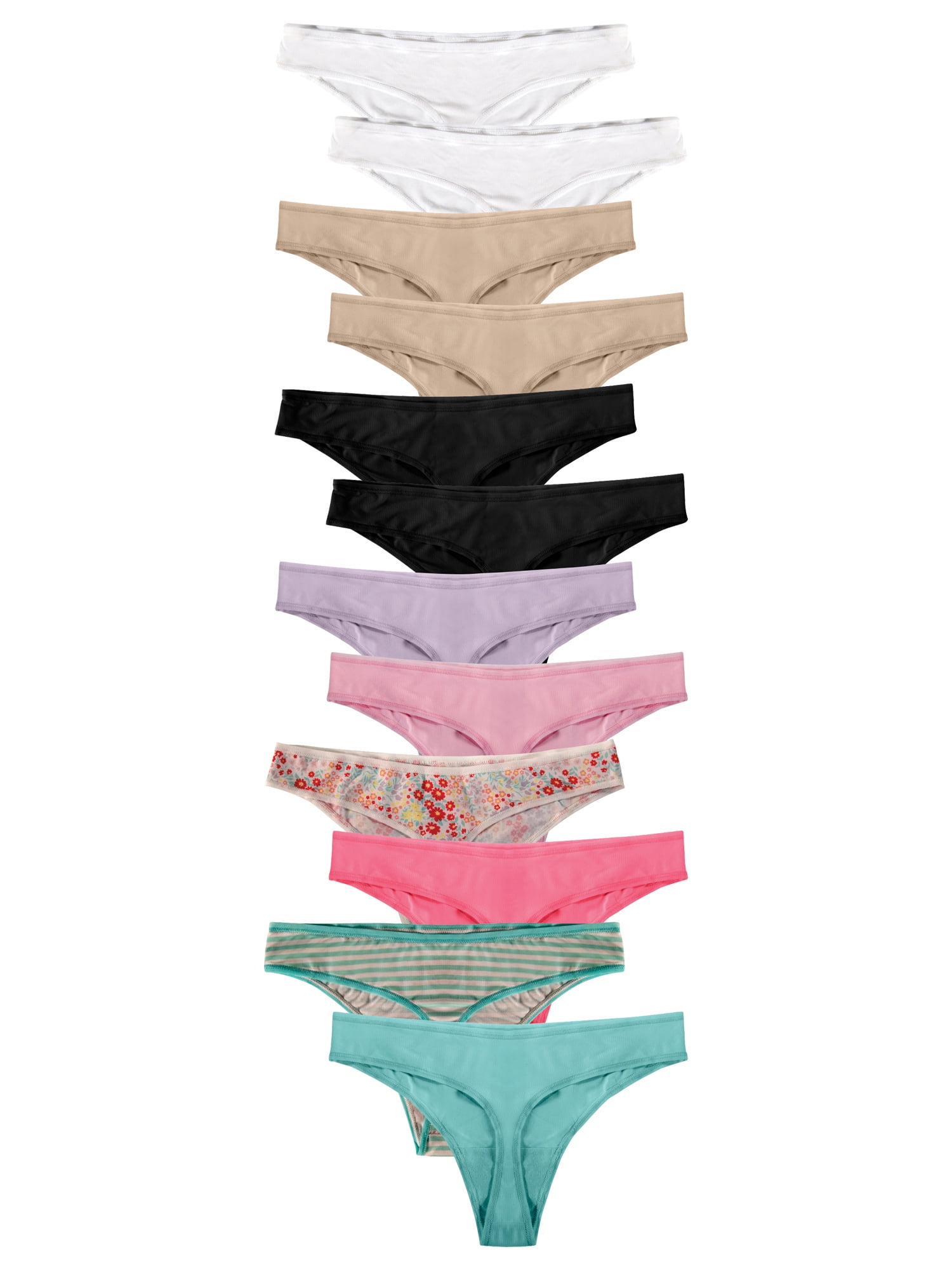 Jo & Bette Cotton Thong Underwear, Womens Lingerie Panties Set, 6 or 12  Pack 