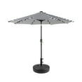 thumbnail image 2 of WestinTrends Cyrus 9 Ft Outdoor Patio Umbrella with Base Include, Solar Powered 32 LED Light Umbrella with Tilt and Crank, 20 inch Fillable Black Round Base, Black/White Stripe, 2 of 6