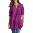 thumbnail image 1 of Hauts d'Été pour Femmes Couleur Unie Lin Longline Chemise Cardigan Taille Disponible Chemises d'Été pour Femmes Rouge m, 1 of 5