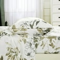 thumbnail image 4 of Chezmoi Collection Julia 4-Piece Floral Bed Sheet Set, Multicolor Taupe-Green Gray White Floral Leaves Printed Microfiber 14-Inches Deep Pocket Sheets & Pillowcases Set, Queen, 4 of 9