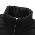 thumbnail image 4 of Men's Solid Color Casual Down & Cotton-padded Vest - Stand-up Collar Embossed Sleeveless Jacket, Black, Size L, 4 of 4