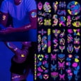 thumbnail image 2 of Pegatinas luminosas para tatuajes temporales, tatuajes fluorescentes, resistentes al agua, araña/Flor, arte corporal para brazo, Bar nocturno, fiesta, 2 of 4