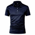 thumbnail image 4 of Handshe Summer Men's Casual Fashion Solid Color Short Sleeved Fold-over Collar Blouse/Shirt Beach Blouse, 4 of 8