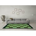 thumbnail image 3 of Ahgly Company Machine Washable Indoor Square Checkered Turquoise Blue Modern Area Rugs, 3' Square, 3 of 4