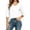 White, variant on 3/4 Slength Leeve Shirts for Women V Neck Summer Casual Loose High Low Hem Tunic Tops Basic Tee Shirt Side Slit