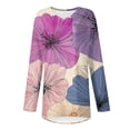 thumbnail image 4 of Women's Fashionable Casual Long-Sleeved Retro Print V-Neck Mid-Length Top, 4 of 5