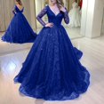 thumbnail image 2 of Vedolay Formal Dresses For Women Women's Formal V Neck Ruffle Split Evening Party Long Dress,Blue XXL, 2 of 4