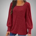 thumbnail image 2 of Womens Long Sleeve Tops Plus Size Solid Color Neck Casual Long Sleeved Loose T Shirt, 2 of 5