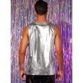 thumbnail image 5 of Unique Bargains Men's Metallic Tank Top Round Neck Shiny Disco Party Sleeveless Vest 2XL Silver, 5 of 5