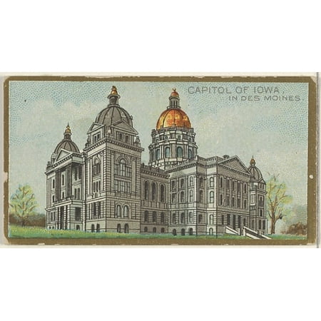 Iowa State Capitol Building - Capitol of Iowa in Des Moines from the General Government and State Capitol Buildings series (N14) for Allen & Ginter Cigarettes Brands Poster Print (18 x 24)