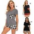 thumbnail image 2 of Ladies Shorty Pyjamas Women's Ultra Soft Plaid Shorts Pajamas Set Short Sleeve Pajamas Pajamas S-XXL, 2 of 7