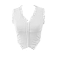thumbnail image 5 of Womens Camisole Lace Trimmed Slim Fit Button Front Tank Top Back Detail Solid Color White XS, 5 of 6