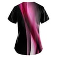 thumbnail image 3 of EHTMSAK Womens Denim Print Scrubs Tops and Bottoms Color Block Casual Workwear Trendy Shirt Fashion with Pocket Nursing Uniform Short Sleeve Scrub Shirt Nurse V Neck Cute Scrub Tops Hot Pink 2XL, 3 of 3