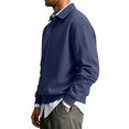 thumbnail image 5 of Delconic Mens Classic Polo Sweatshirt Long Sleeve Collared Pullover Casual Knit Top Regular Fit Button Placket Everyday Shirt Navy 3XL, 5 of 8