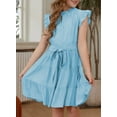 thumbnail image 6 of KISSMODA Girls Dress Short sleeve Floor Length A Line Swing Midi Sundress 5-14 Years, 6 of 7