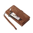 thumbnail image 4 of for iPhone XR Wallet Case for Women Men, iPhone XR Case, Flip Leather Shockproof Magnetic Zipper Pocket Wallet Purse Case w/Stand Card Slot Holder Wrist Strap for iPhone XR,Brown, 4 of 9