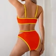 thumbnail image 4 of UTSJKR Two Piece Swimsuit for Women High Waist Bathing Suit Bottom Full Coverage Swimsuit 2 Piece High Cut Swim Suits Orange XL, 4 of 7