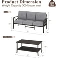 thumbnail image 2 of May in color Metal Outdoor furniture set, All-Weather Metal Patio 3-seat Sofa with Coffee table, Patio Sofa set for Porch Backyard Garden, Grey, 2 of 7
