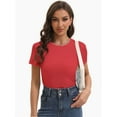 thumbnail image 5 of Women's Basic Solid Active Soft Short Sleeve Crew Neck Top T-Shirts, 5 of 6