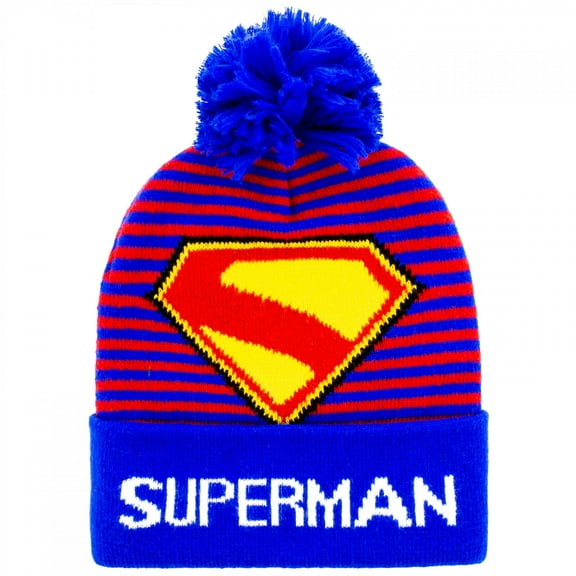 Superman James Gunn Logo Youth Pom Cuffed Beanie