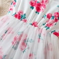 thumbnail image 6 of AJTQTH Girls Colorblocked Stylish Princess Dress Cotton Rib-Knitted Flutter Sleeve Button Cute Polka Dots Layered Mesh Sundress with Bowties Waistband Gowns for Party Pink#01 3 Years, 6 of 7