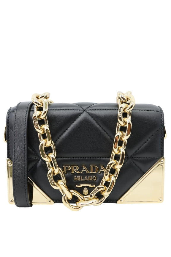 Pre-Owned Pre Owned Prada Quilted Nappa Stitched Leather Crossbody Bag Black