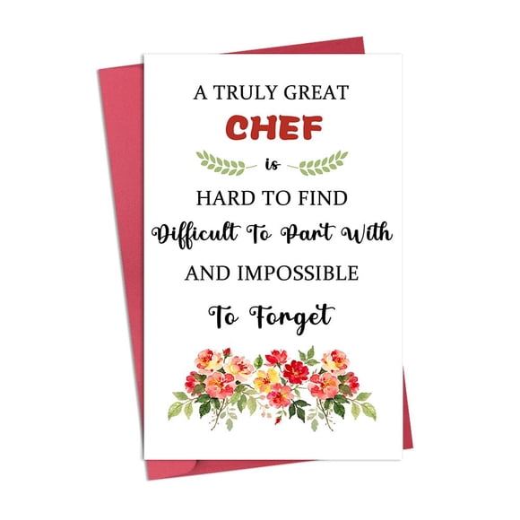 Tarjeta de Navidad para regalo de agradecimiento al chef cocinero con sobre