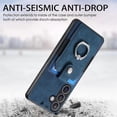 thumbnail image 3 of For Samsung Galaxy S25 Phone Case Leather Back Cover with Card Slots Kickstand - Blue, 3 of 5