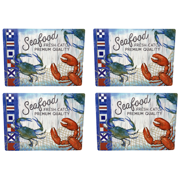 Coastal Living Seascapes Foam Backed Vinyl Placemats Summer Theme, Set