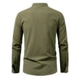 thumbnail image 4 of Linen Blend Shirts for Men Long Sleeve Vintage Ethnic Style Print Shirt Button up Pullover Tops Stand Collar Blouses (S, Army Green), 4 of 7