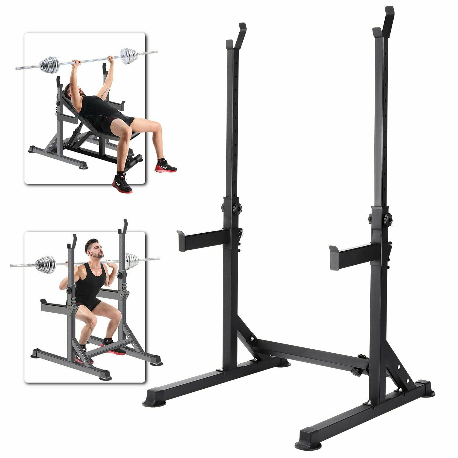 Adjustable Squat Rack Bench Press Gym Weight Lifting Barbell Stand Home Workout 
