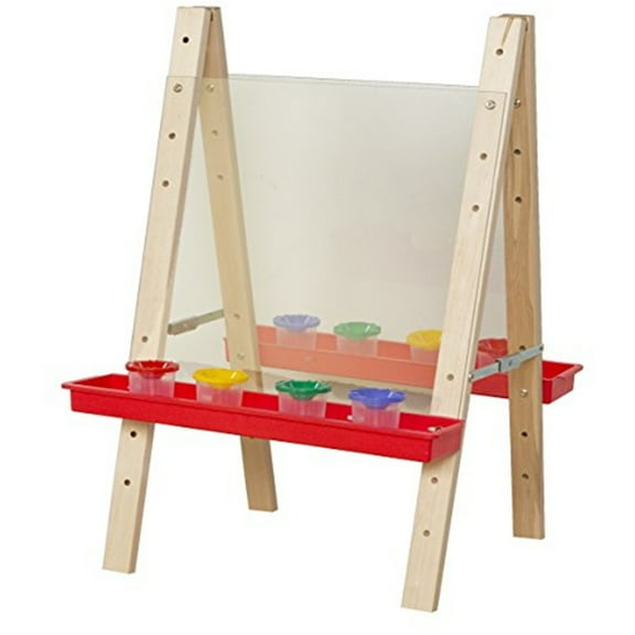 Wood Designs Double Acrylic Easel Flip Chart with 8 Paint Cups