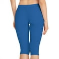 thumbnail image 2 of Marine Blue Women's Capri Leggings — Comfortable Stretch Capri Pants Poly-Span Blue Capri 11, 2 of 8