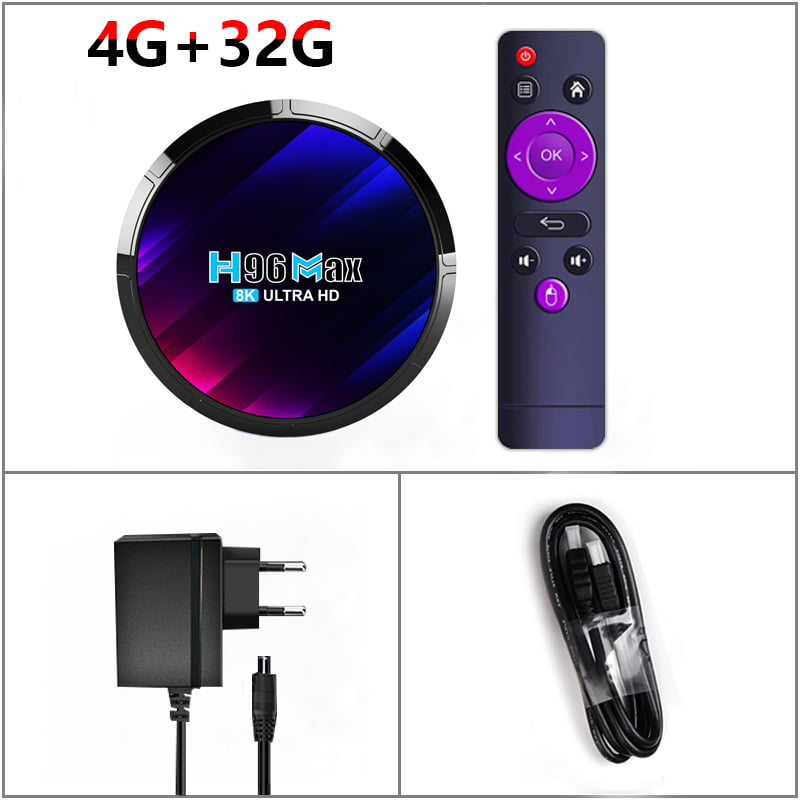 Smart TV Box H96 Max 8K Ultra HD, Android 13, 4G RAM, 32G ROM, HDMI 2.0,  RJ45 Wi-Fi, USB 3.0 BT 5.0 